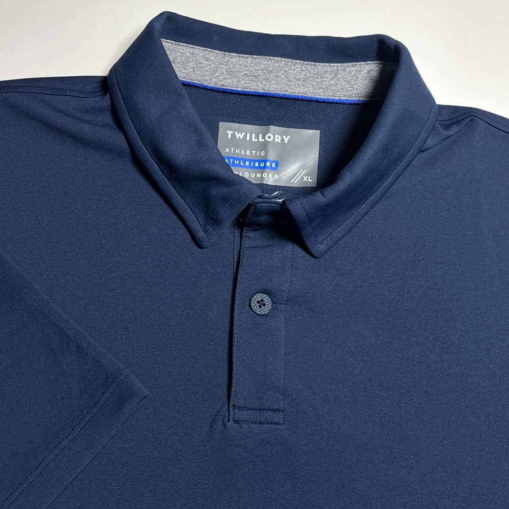 Twillory Athleisure Performance Polo Shirt Mens XL Navy Blue Short Sleeve Golf